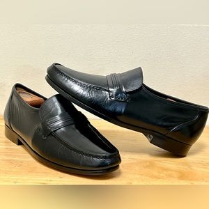 Bostonian Stockbridge Black Leather Slip On Penny Loafer Shoes Mens size 9W